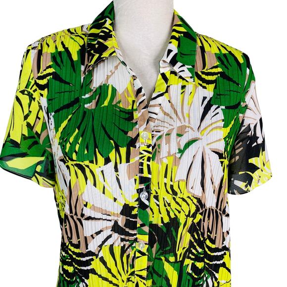 Vintage Fashion Bug Button Down Shirt XL Plants SS Semi Sheer Vacation New - Picture 5 of 11